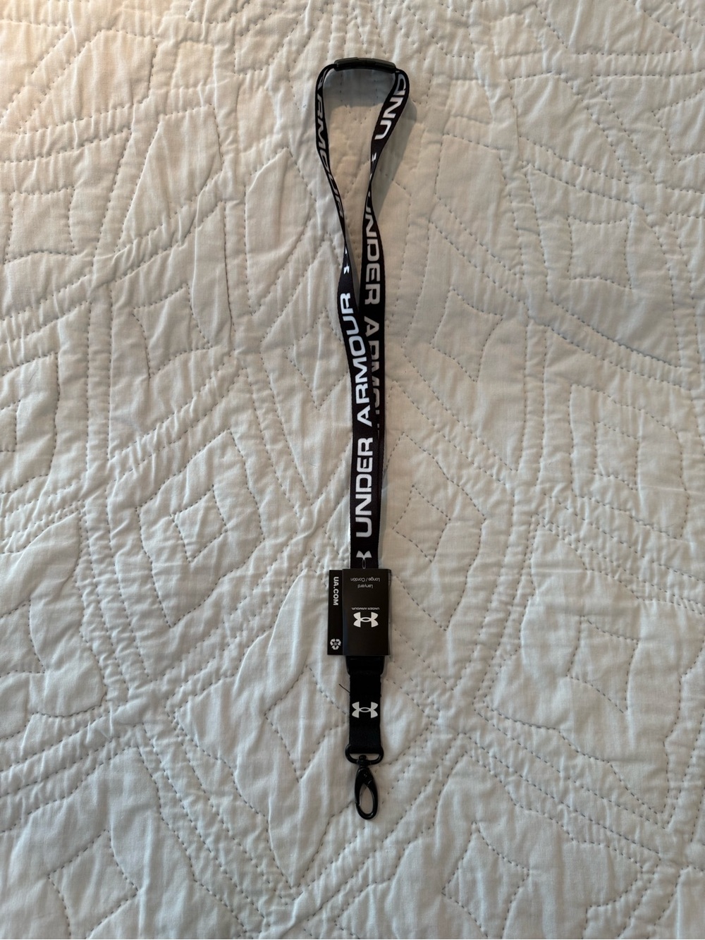 Under Armour Black and White Logo Lanyard with Swivel Clip